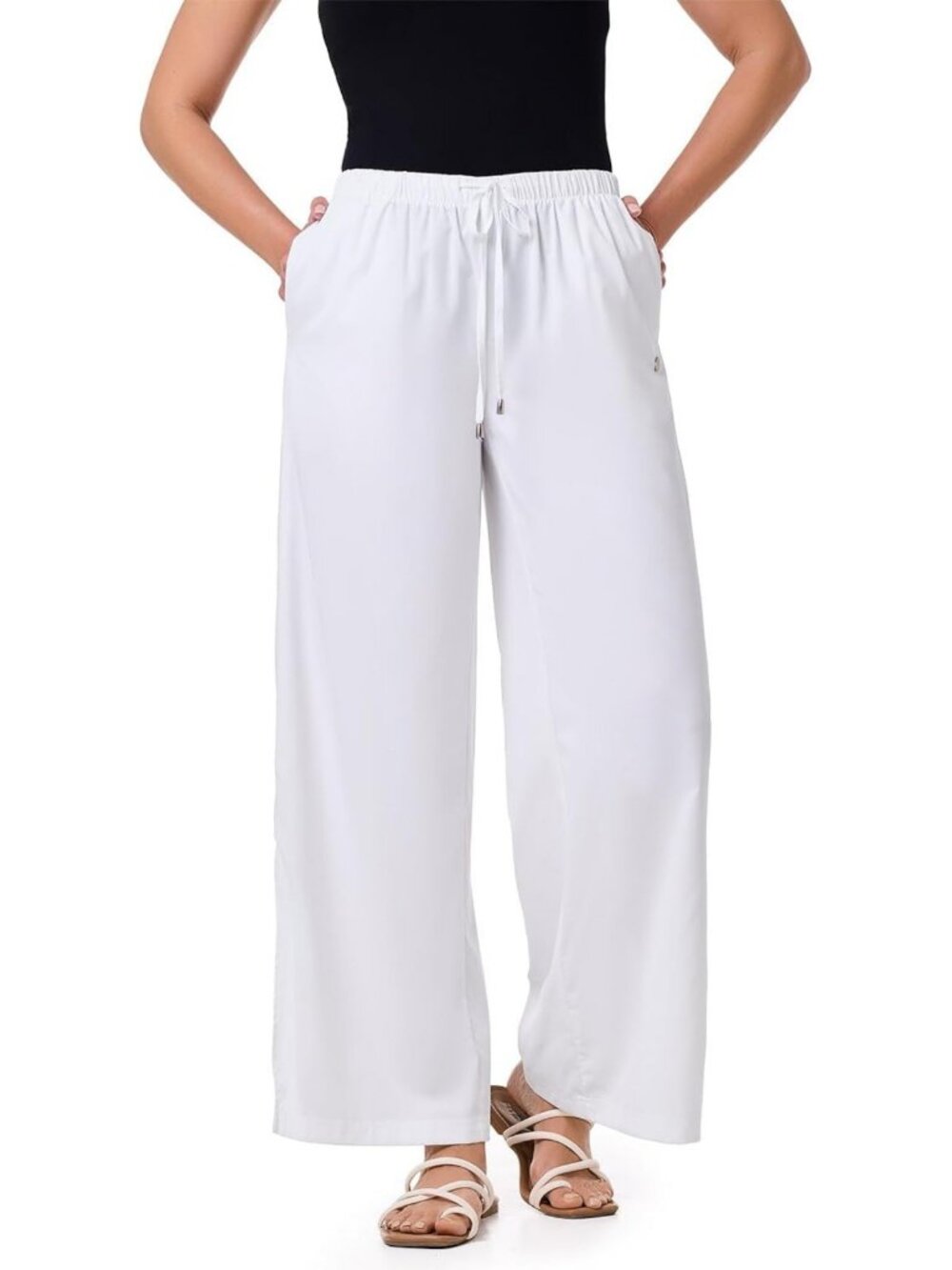 Stylish Women's Wide Leg Pants with Side Slits - UPF 50+ Sun Protection, Summer